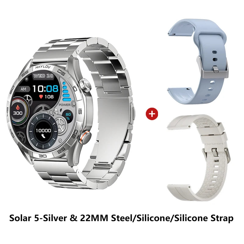 HAYLOU Solar 5 Smartwatch with 1.58'' AMOLED Display 60Hz Refresh Rate 24H Health Monitoring Voice Calling Sports Modes for Men Black/Silver