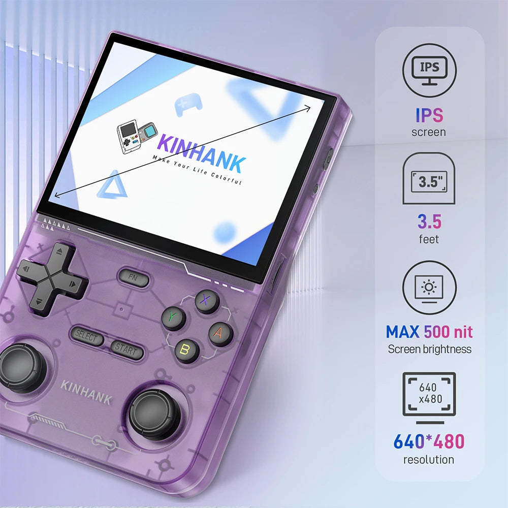 KINHANK K36 Open Source Handheld Game Console 3.5 Inch IPS Screen 9000 Games Emulator for PS1/PSP/DC/N64/SS - 256G Expandable Storage
