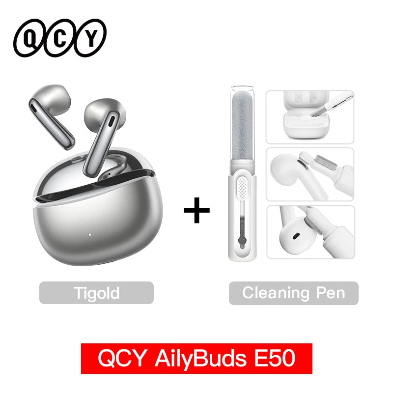 QCY AilyBuds E50 HT11 Wireless Earphones Hi-Res Adaptive Hybrid ANC Headphone Bluetooth 6.0 Spatial Sound Earbuds 11mm Drivers