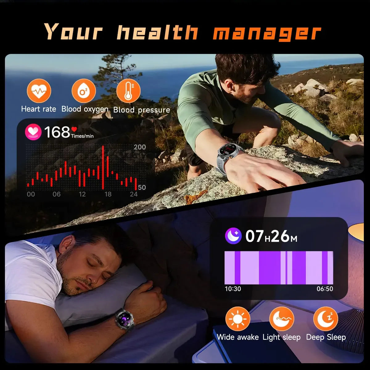 2026 New TREX3 1000mAh Large Battery Durable Adult Smart Watch Sports Fitness Waterproof LED Flashlight Call Smartwatchs For Men