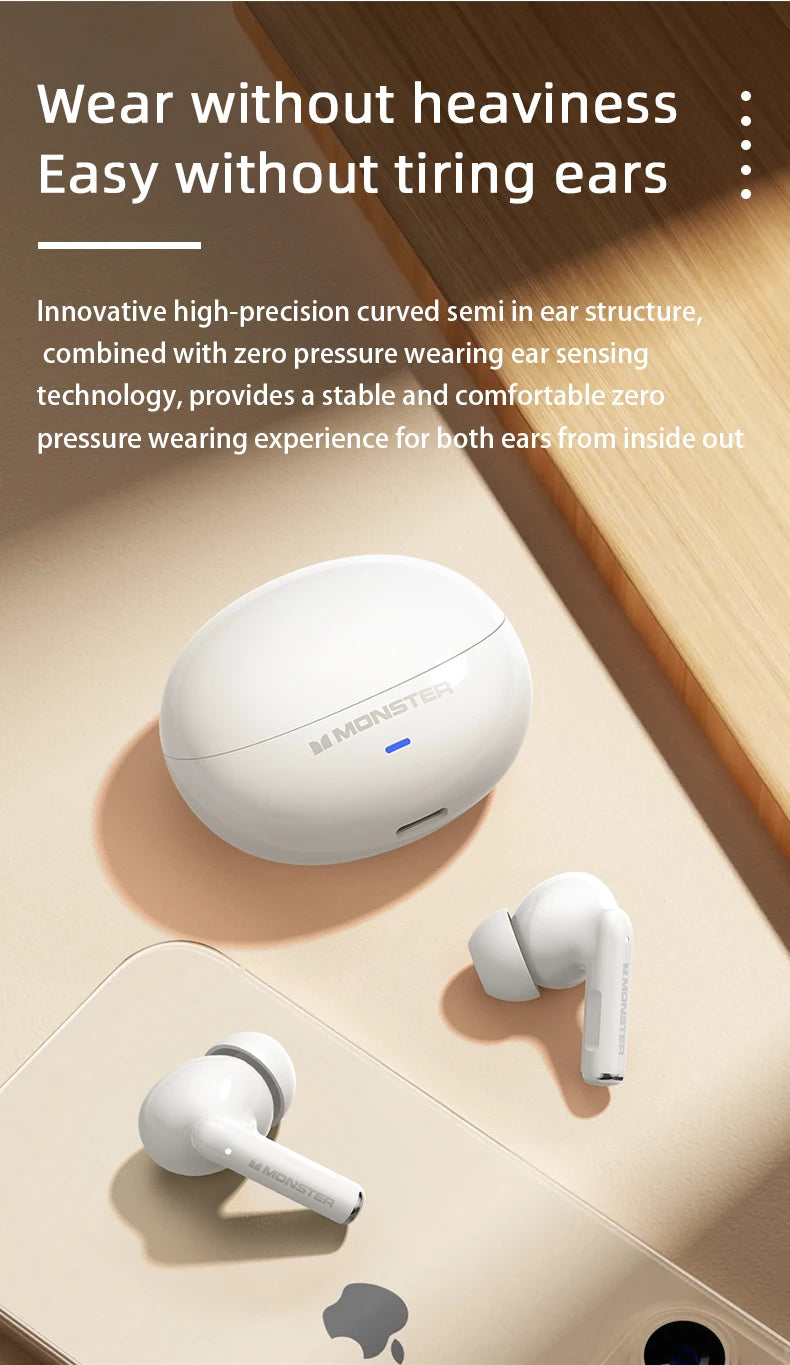 Monster MQT39 Gaming Earphone Ture Wireless Bluetooth 6.0 Headphones Low Latency Noise Reduction Earbuds Headset With Mic New