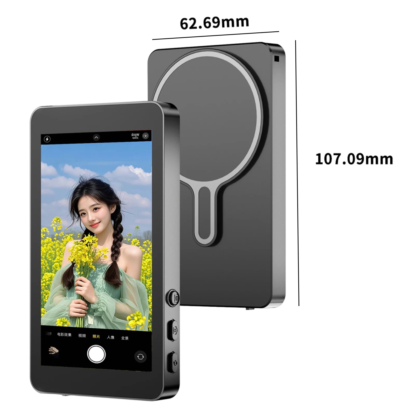 Magnetic Smartphone Monitor Screen – Rear Camera Vlog & Selfie Display for Live Streaming & Video Recording (Android & iPhone)