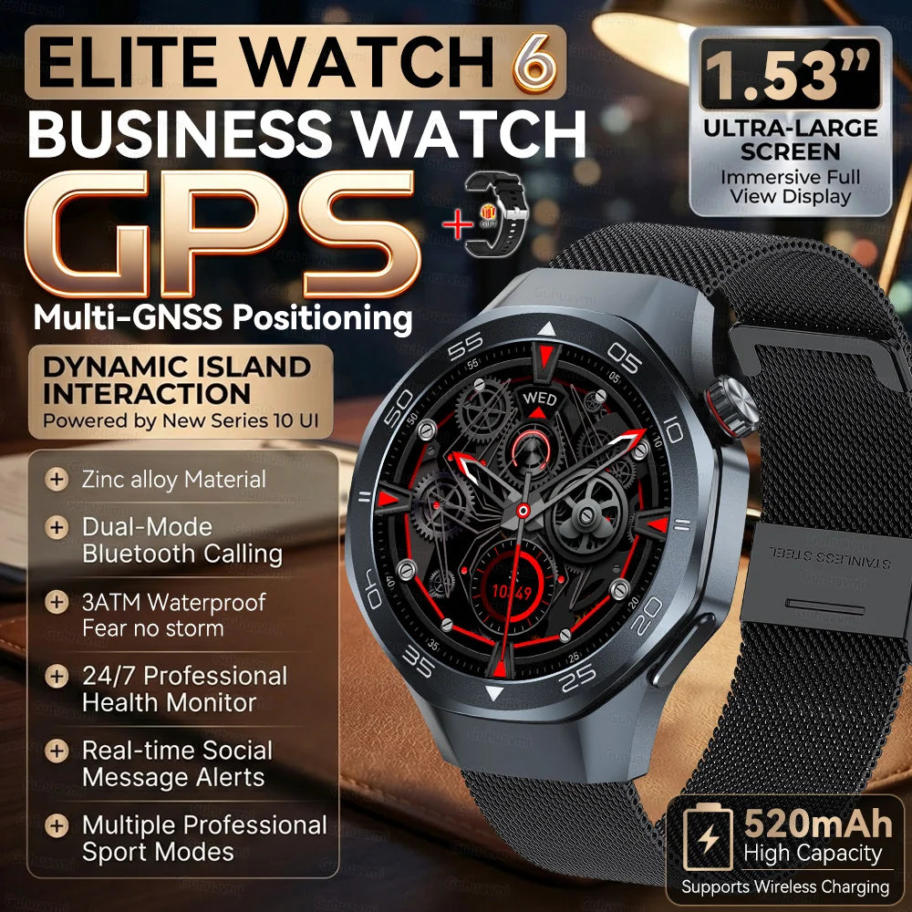 2026 New Luxury GPS Smart Watch Men Compass Altimeter 3ATM Waterproof Health Monitor Bluetooth Call Business Sports Smartwatch