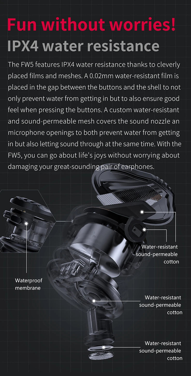FiiO FW5 TWSWireless Bluetooth LHDC/aptX adaptive Earphones Sport Stereo HiFi Music Earbuds 10mm Dynamic Driver Earphone
