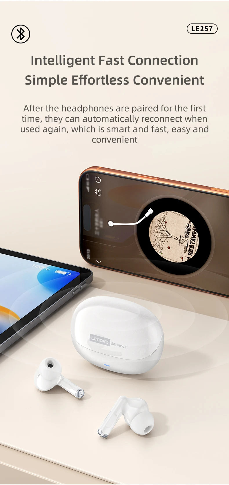 Lenovo Headphones TWS Wireless Bluetooth 6.0 HiFi Sound ENC Call Noise Reduction Earphones Gaming Sports Headset With Mic New