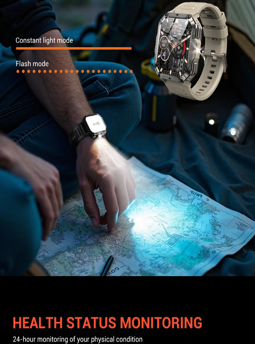 2025 New W70 Pro Outdoor Smartwatch 900mAh 2.01'' TFT HD Screen Waterproof Women Men Watches with Emergency Lighting Compass