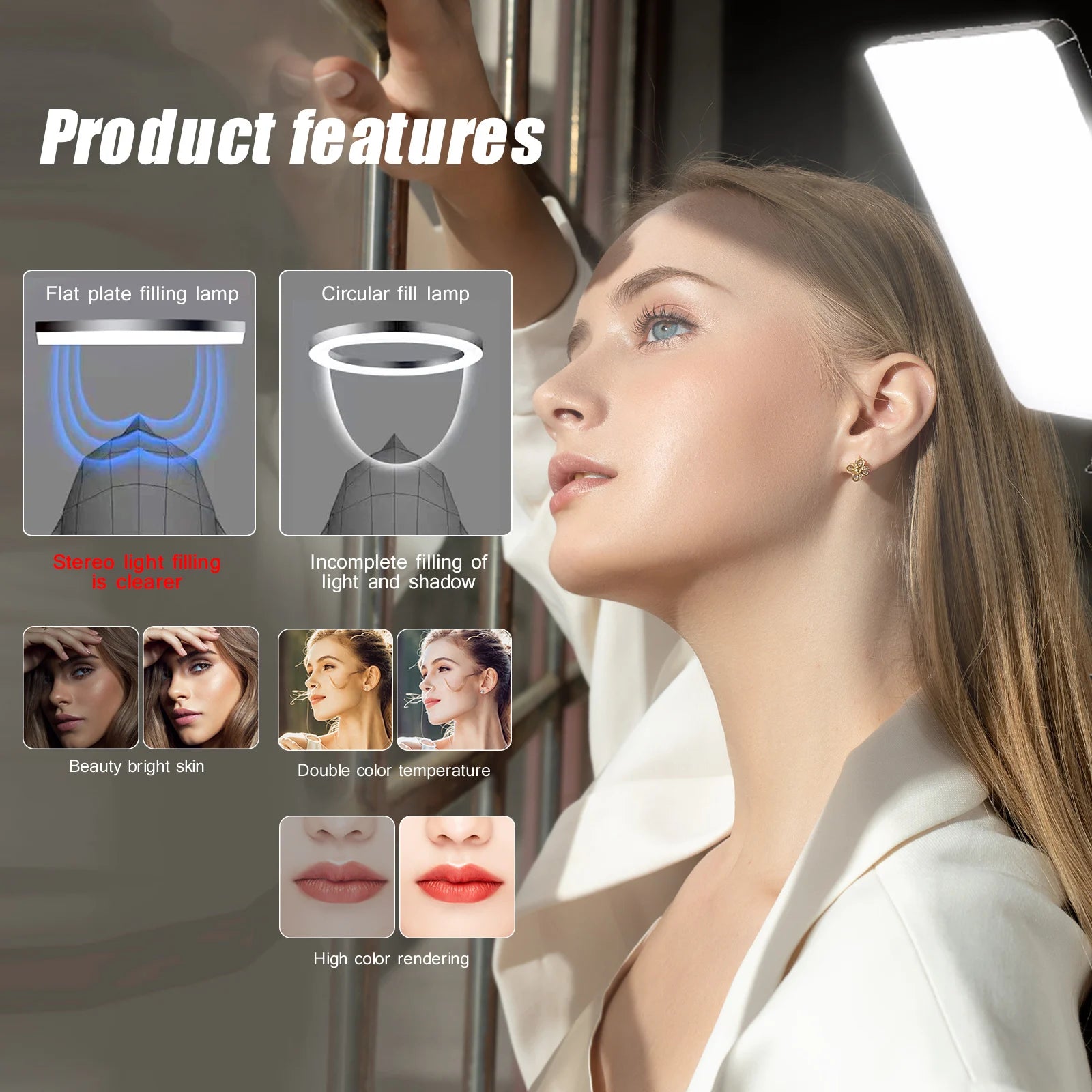 LED Video Conference Lighting Selfie Light with Tripod for Photo Studio Shooting Live Streaming TikTok Zoom Eye-catching Bi-Color Photo Studio Lamp