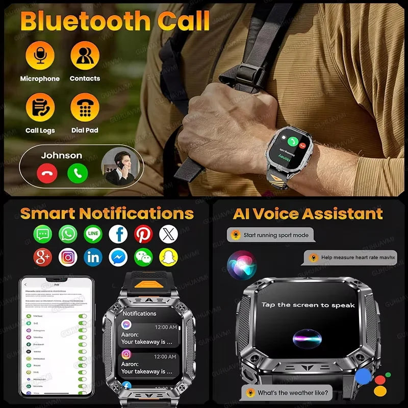 TANK Ultra 2026 1400mAh Military GPS Smart Watch Men 200Day Standby Rugged Tactical Watch 10ATM Diving SOS Satellite Alert Clock