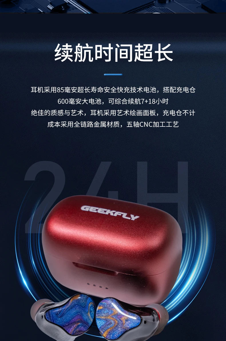 GEEKFLY VITAS 2BA+2PZT+Planar+DD HIFI TWS Bone Conduction Bluetooth Wireless Gaming Music Earbuds Earphone with Audio DAC AMP