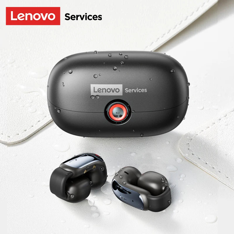 NEW Lenovo LES-108 Bone Conduction Earphones Open Ear Clip Wireless Earbuds Bluetooth 6.0 Sports Headphones with Mic Waterproof