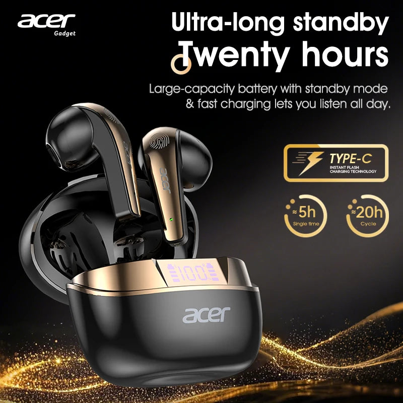 [Official Acer Product] Ohr554 New Wireless Bluetooth Headphones In-Ear Design Comfortable for Wearing Sports Running Calls Noise Reduction Stereo Sound Quality