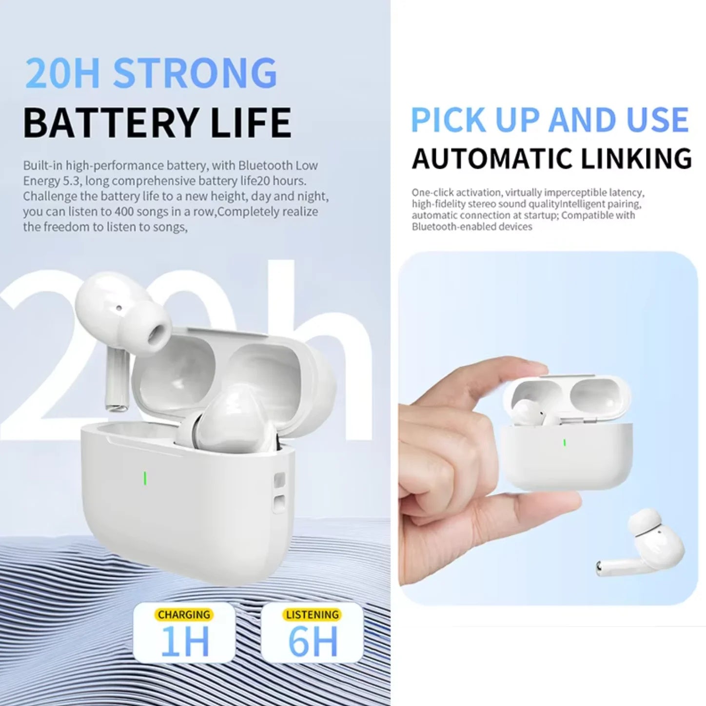 UEESFIT A5 TWS Bluetooth Earphones Hifi Sound Headphones Sport Headset True Wireless Earphones Noise Canceling Earbuds For Phone