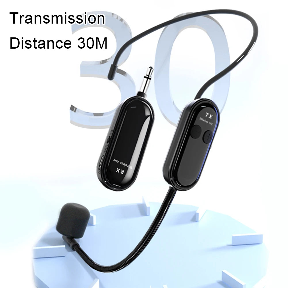 2.4G Wireless Handheld Headset Mic System Long Range Voice Amplifier for Stage Speakers 2-in-1 Microphone for Teaching And Speakers