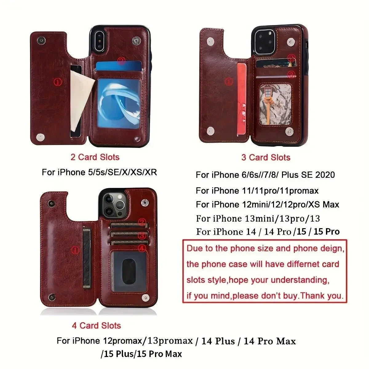 WeFor PU Leather Flip Wallet Case for iPhone X–16