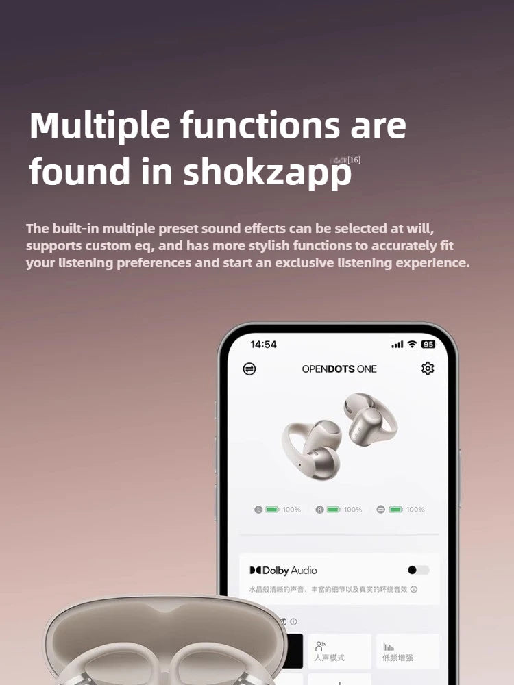 Shokz OpenDots ONE E310 Wireless Earphones Ear Clip AI Noise Reduction Long Battery Life Lightweight Earbuds Custom Headphones