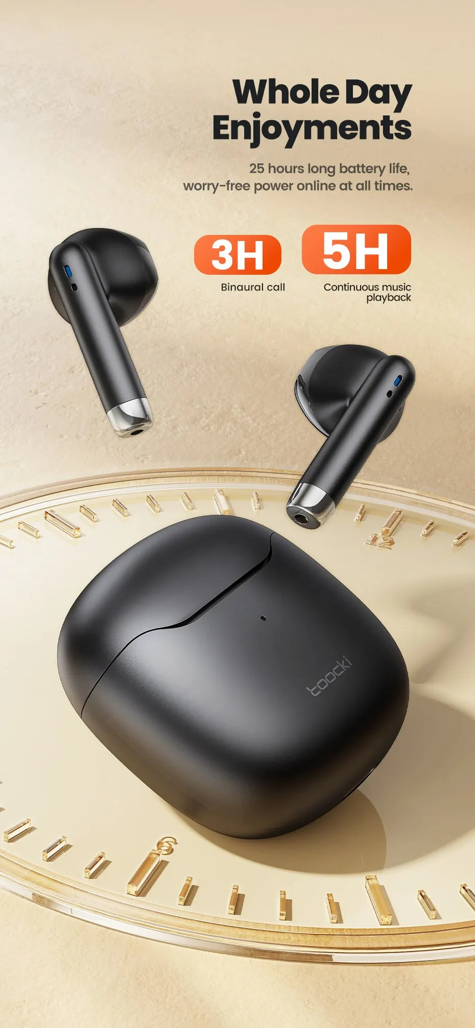 Toocki Wireless Bluetooth Headphones Bluetooth 5.3 TWS Earphones IPX4 Waterproof Mini Earbuds For Xiaomi Huawei Redmi All Phone