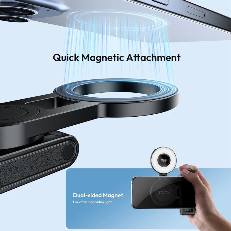 Ulanzi JJ03 Magnetic Phone Tripod Stand Wireless Selfie Stick Desktop Support Bluetooth for iPhone 16/15/14/13 pro Max with Grip