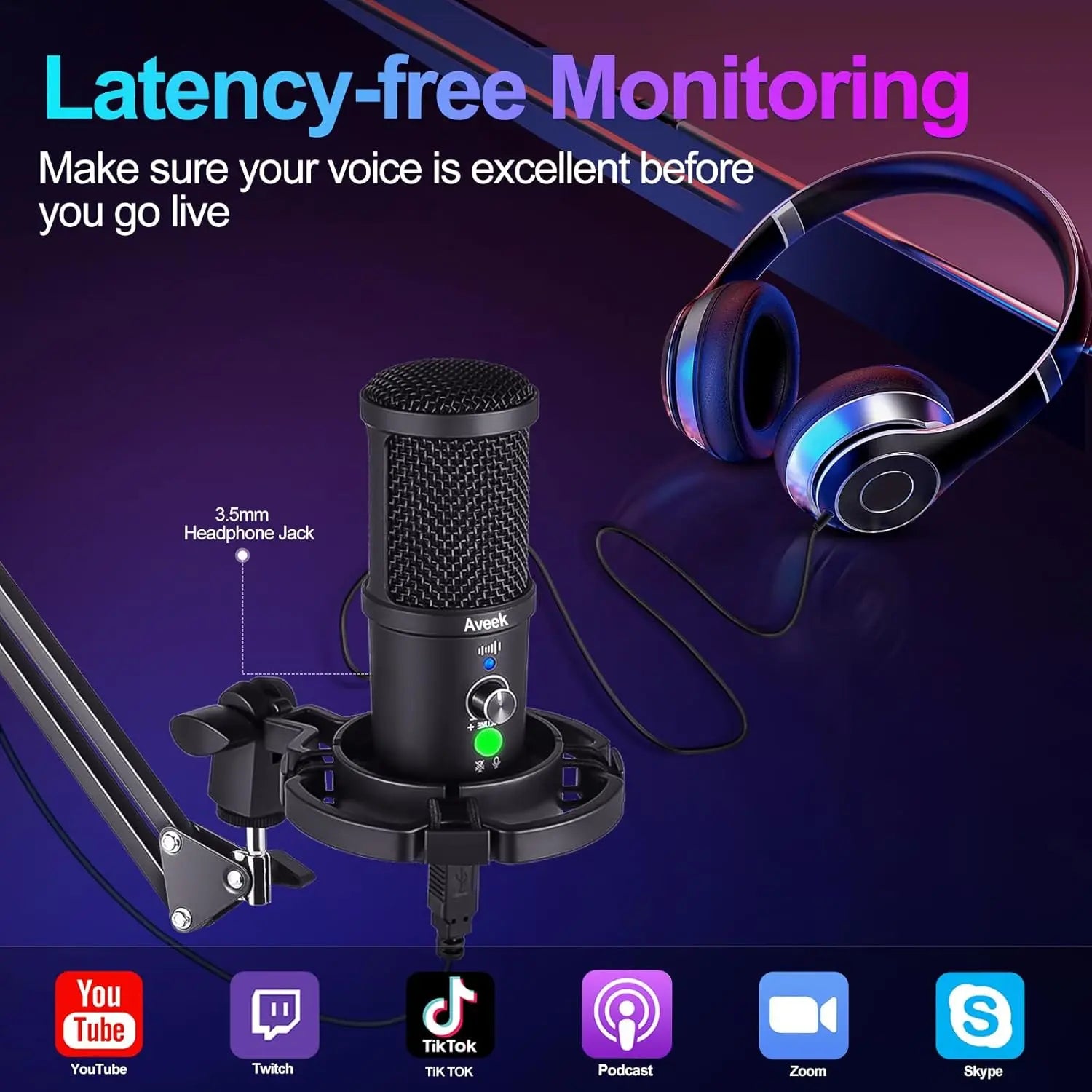 Aveek BM-66 USB Condenser Microphone Kit