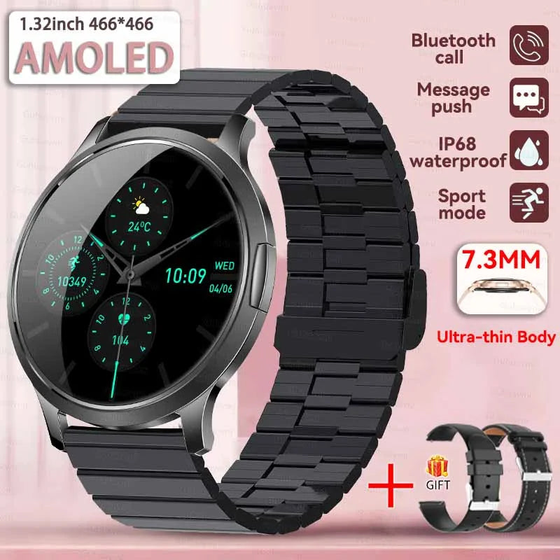 2025 New 1.32inch AMOLED Smart Watch Women GPS Trajectory Heart Rate Bluetooth Call Always Display Lady Smartwatches Men For IOS