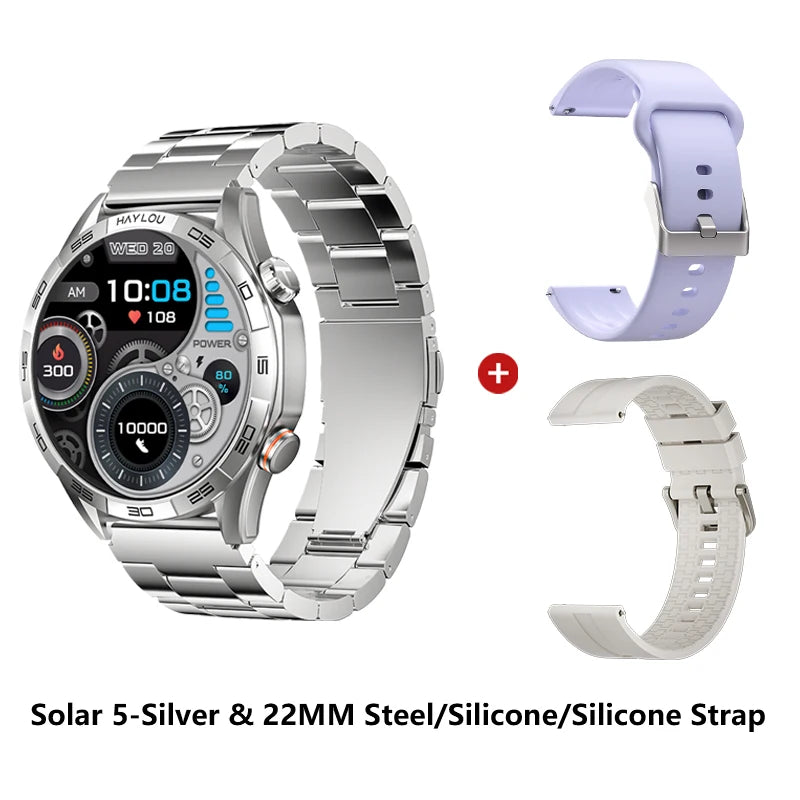 HAYLOU Solar 5 Smartwatch 1.58'' AMOLED Display 60Hz Refresh Rate 24H Health Monitoring Voice Calling 100+ Sports Modes Black/Silver