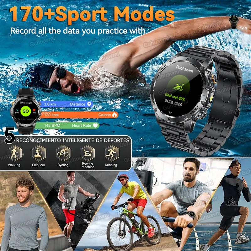 2026 New TREX3 1000mAh Large Battery Durable Adult Smart Watch Sports Fitness Waterproof LED Flashlight Call Smartwatchs For Men