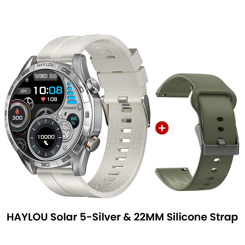 HAYLOU Solar 5 Smartwatch 1.58'' AMOLED Display 60Hz Refresh Rate 24H Health Monitoring Voice Calling 100+ Sports Modes Black/Silver