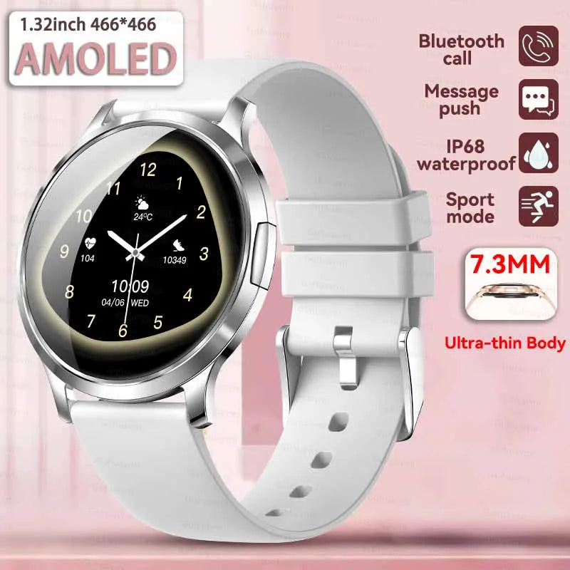 2025 New 1.32inch AMOLED Smart Watch Women GPS Trajectory Heart Rate Bluetooth Call Always Display Lady Smartwatches Men For IOS