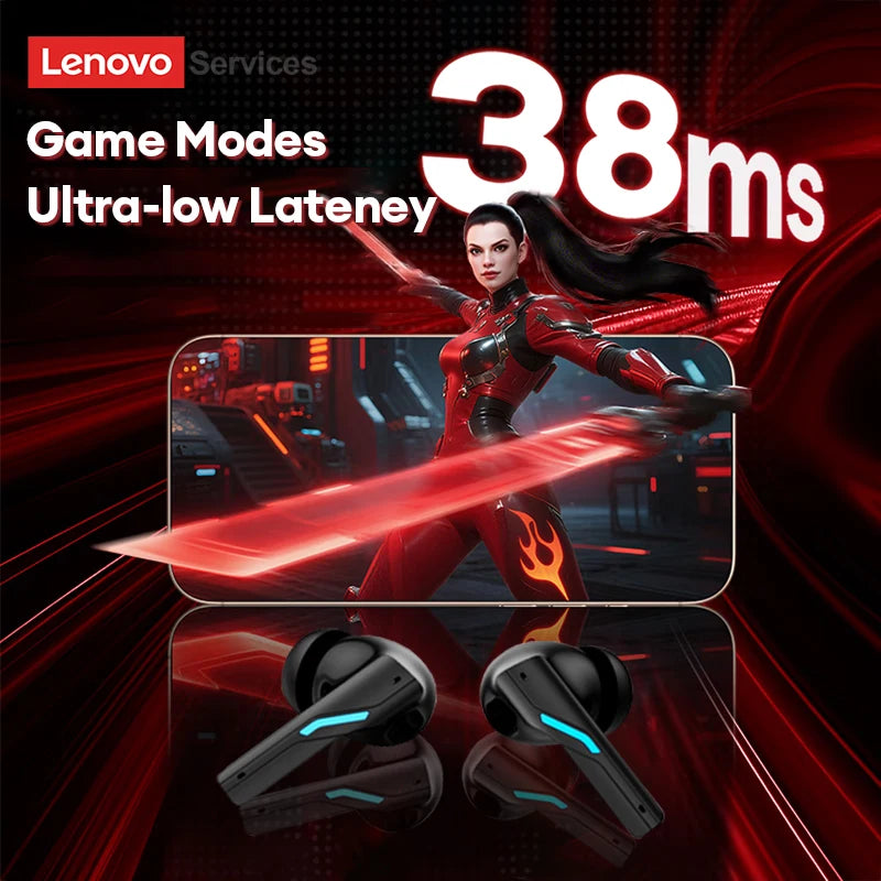 Lenovo GT100 True Bluetooth 6.0 Earphones Esports Gaming Wireless Headphone Low Latency HiFi Sound Music Earbuds Long Endurance