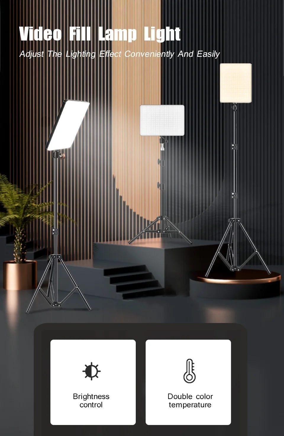 LED Video Conference Lighting with Tripod Bi-Color Selfie Light for Photo Studio Live Streaming TikTok Zoom Eye-catching Photo Studio Lamp