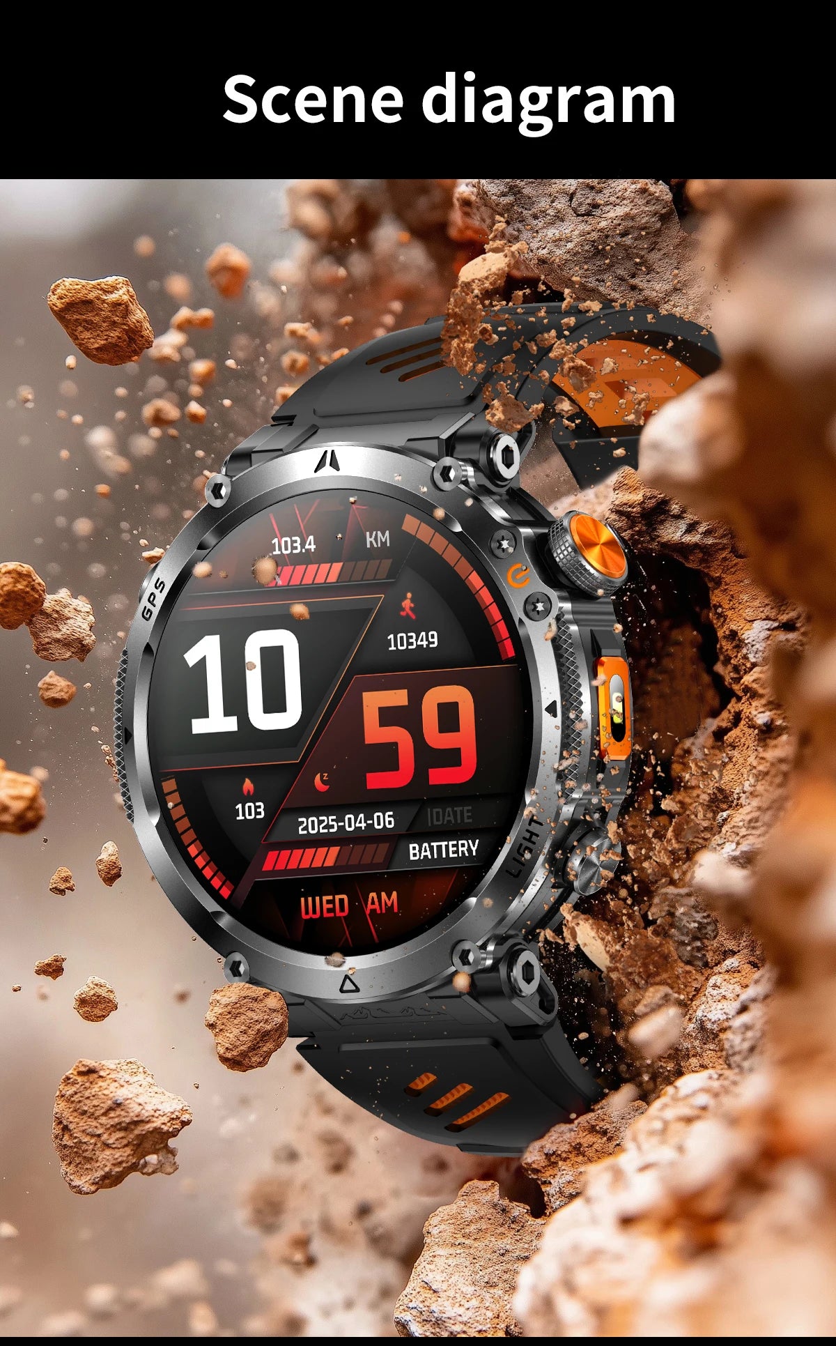 2026 New Military GPS Sports Smart Watch Men Compass 3ATM Waterproof Swim Fitness Tracker AMOLED HD SmartWatches 850Mah Battery