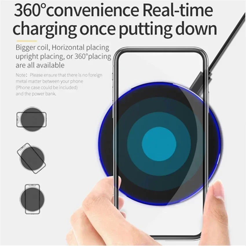 Fast Wireless Charger Pad – Qi Charging Dock for iPhone 16/15/14/13/12/X/XS Max & Samsung, Xiaomi, Huawei Phones.