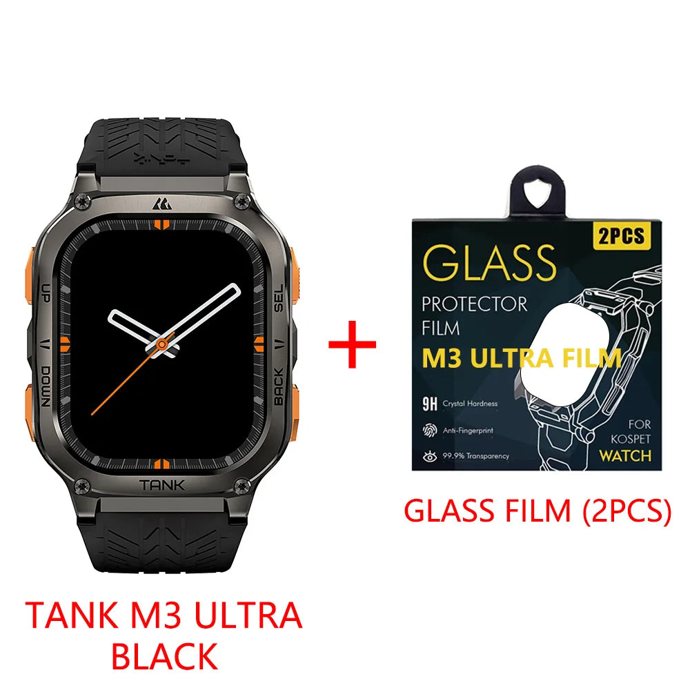 2025 KOSPET TANK M3 Ultra GPS Smart Watch for Men Stainless Steel 50M IP69K Waterproof 24/7 Health Monitor for Android iOS