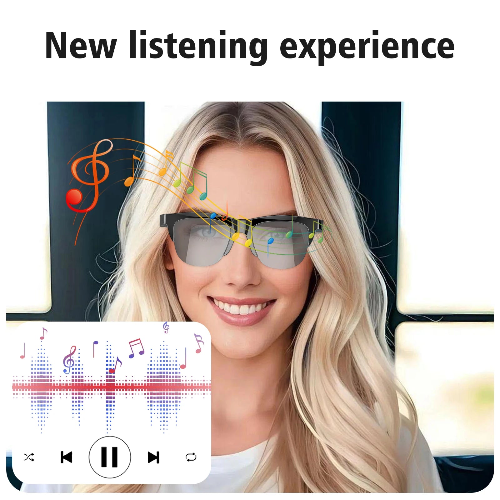 2025 Smart Glasses – Wireless Calls, Music Playback, Voice Assistant & Blue Light Blocking (Unisex)