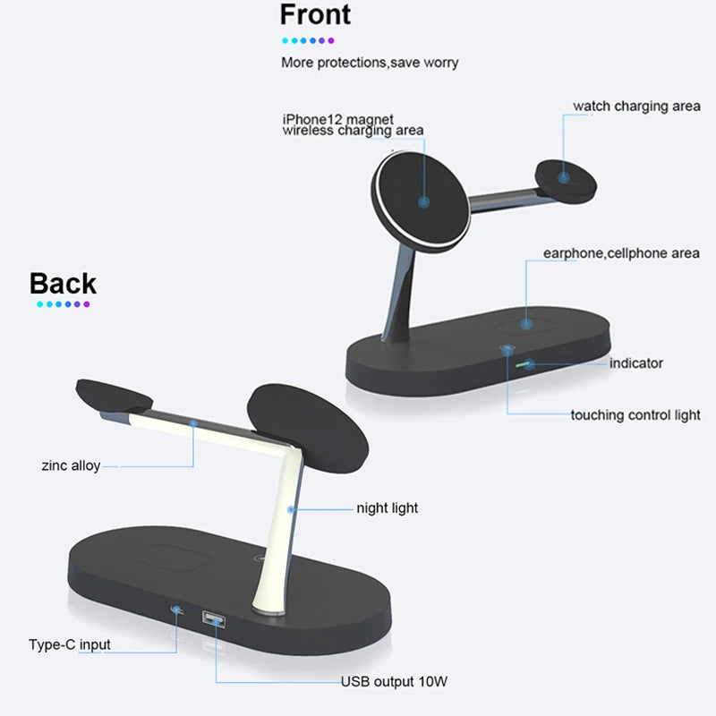 3-in-1 Wireless Charging Stand – Fast Charger for iPhone 17/16/15/14/13/12, Apple Watch & AirPods, Magnetic Charging Station Dock.