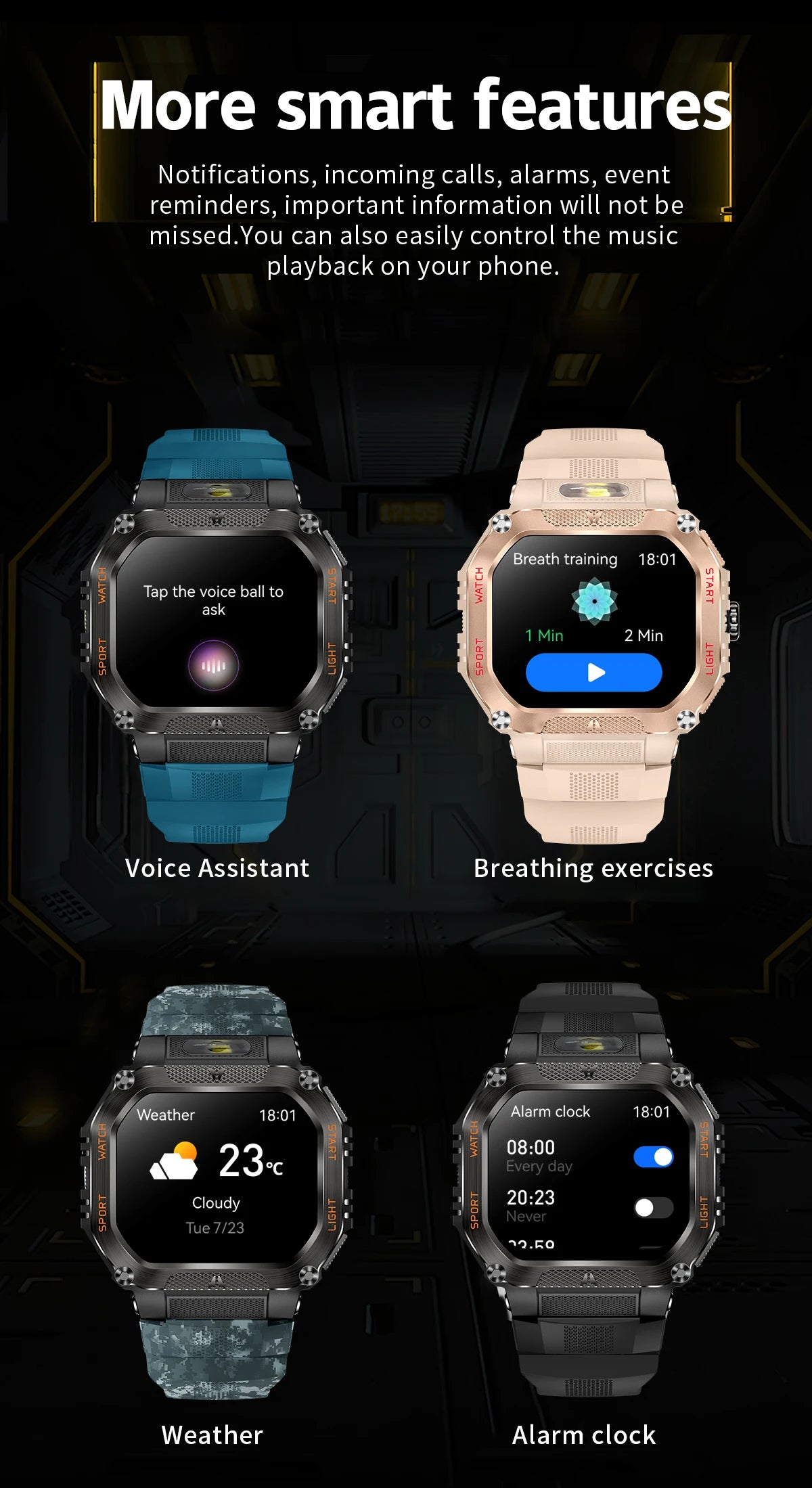 2025 COLMI P85 Smart Watch Men Bluetooth Call Outdoor Rugged Smartwatch 3ATM IP68 Waterproof Flashlight Sports Fitness Watches