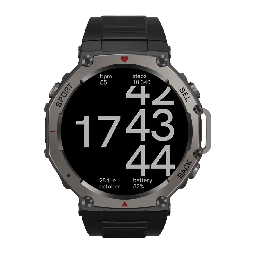 New Rugged GPS DM58 Smart Watch 500mAh Battery 170 Sport Modes 5ATM Waterproof Bt Call AMOLED Display Fitness Outdoor