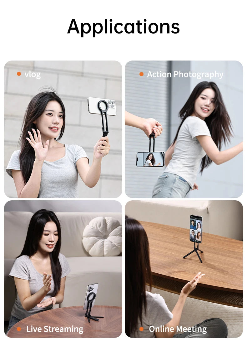 ULANZI MA30 Aluminum Magnetic Phone Tripod Stand Compatible with iPhone 16 Samsung Xiaomi Huawei Vivo OPPO - Mini Bracket for Magsafe Smartphones