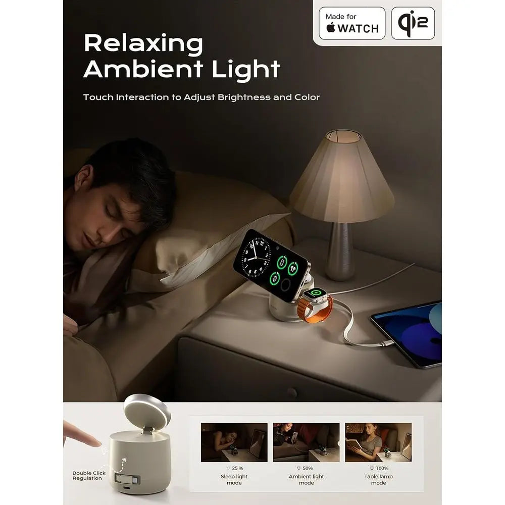 4-in-1 Wireless Charging Station – Qi2 15W Magnetic Charger for iPhone 17/16/15/14/13/12, Apple Watch & AirPods, 65W Adapter Included.