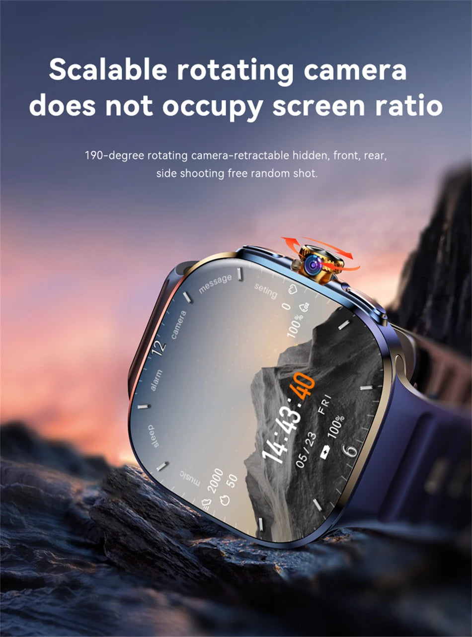 4G/5G Smartwatch 2.4 Inch HD AMOLED Screen 190° Rotary Camera GPS WiFi Android 10.0 Smart Watch with Heart Rate & Sleep Tracker