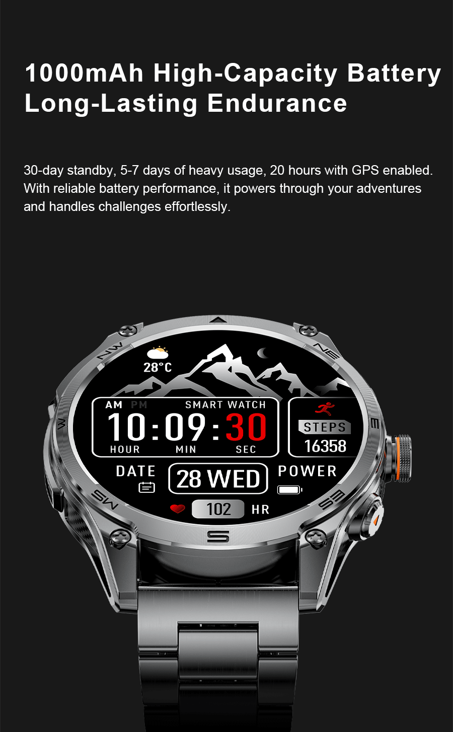 2026 Ultra New Built in GPS Compass Smart Watch 1000mAh Battery 10ATM Waterproof Sports tracker Outdoors Military Smartwatches