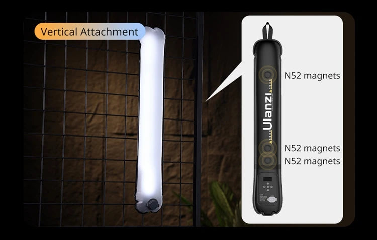 Ulanzi UA12 12W Bi-Color Magnetic Portable Air Tube Light 2700K-6500K Waterproof Foldable 18WH Lamp for Live Photography Shooting