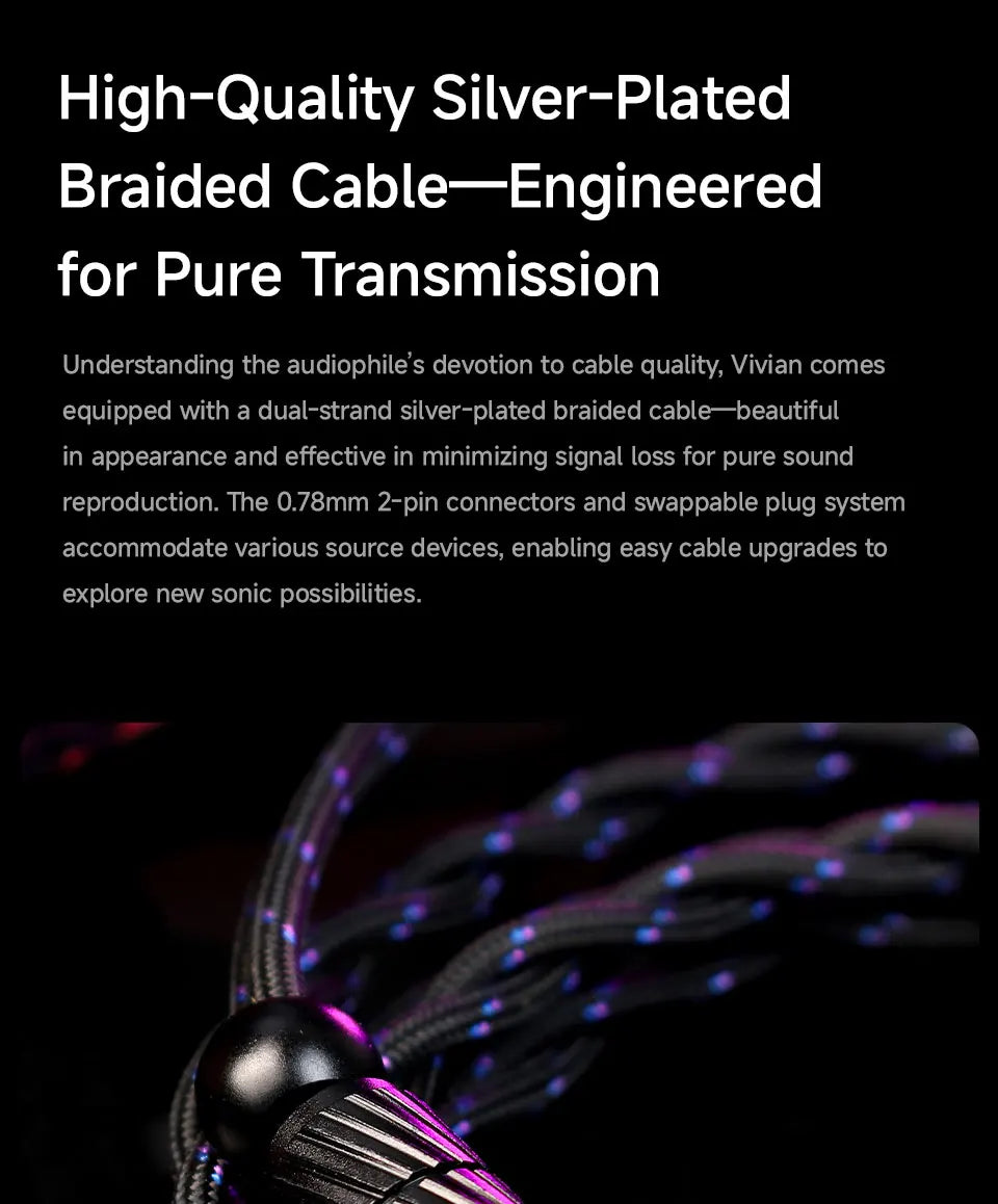 CVJ Vivian In Ear Earphones10mm Dual Magnetic Sound 3 Tuning Modes Music Movies Gaming Ergonomic Design Ideal for HiFi Upgrade
