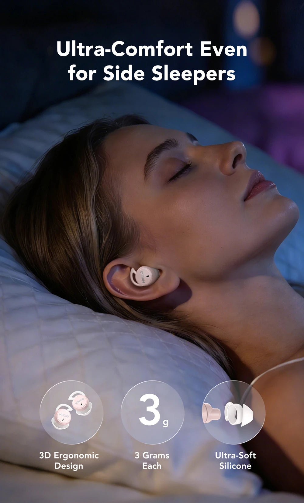 Noise Reduction Wireless Bluetooth Earphones MINISO MS217  Earbuds 50Hrs Playback Comfortable AI Translation for 150+ Languages