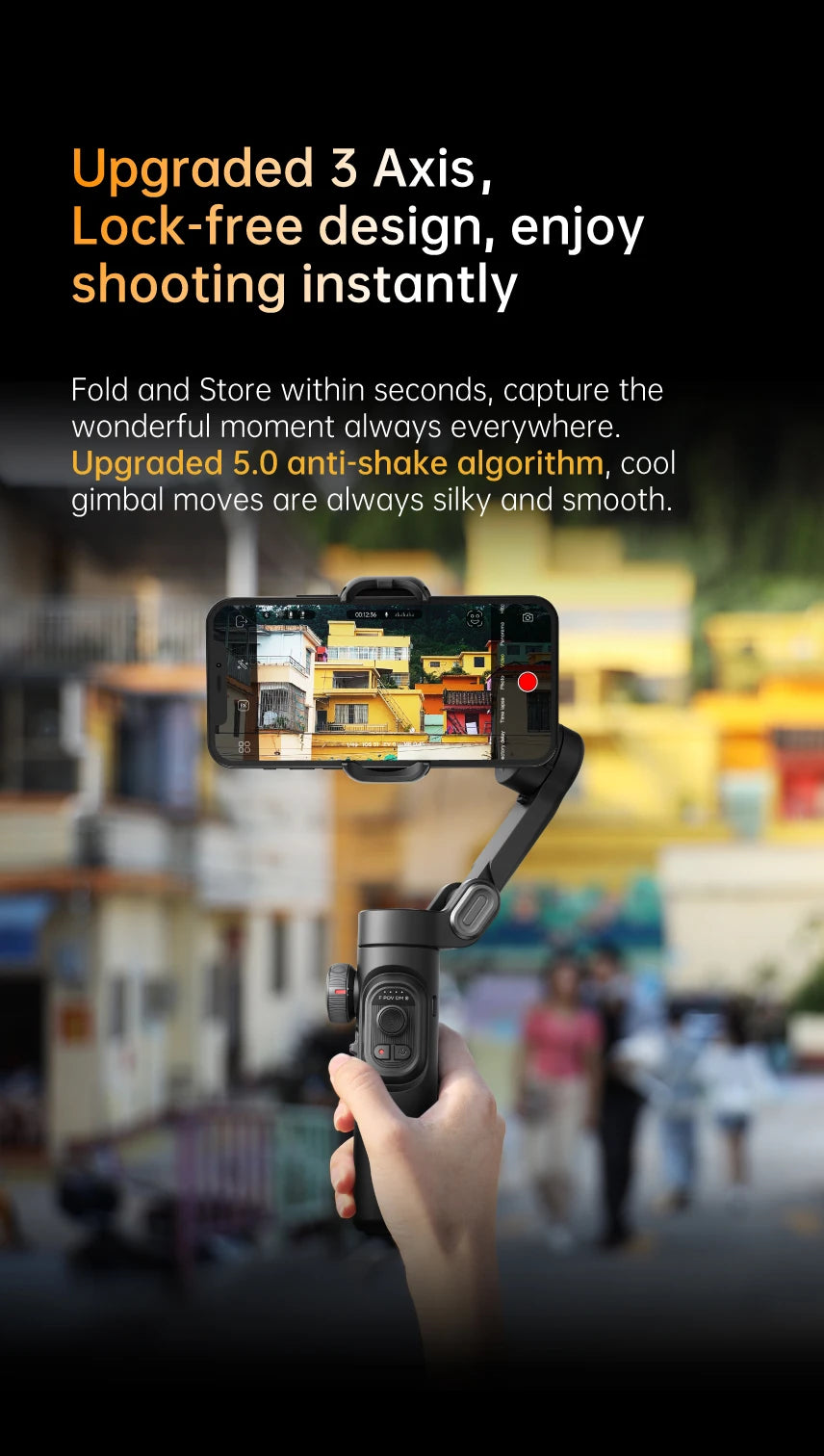 AOCHUAN 3-Axis Handheld Gimbal Stabilizer SmartXE for iPhone Android AI Face Tracking TikTok Vlog Smartphone Camera Stabilizer