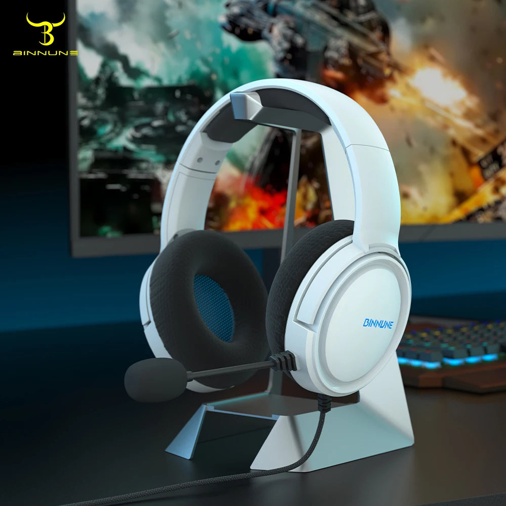 BINNUNE Gaming Headset with Microphone, Wired Gaming Headphones for PS5 PS4 Xbox Series X|S Xbox One PC Nintendo Switch, Noise Cancelling, Stereo Sound