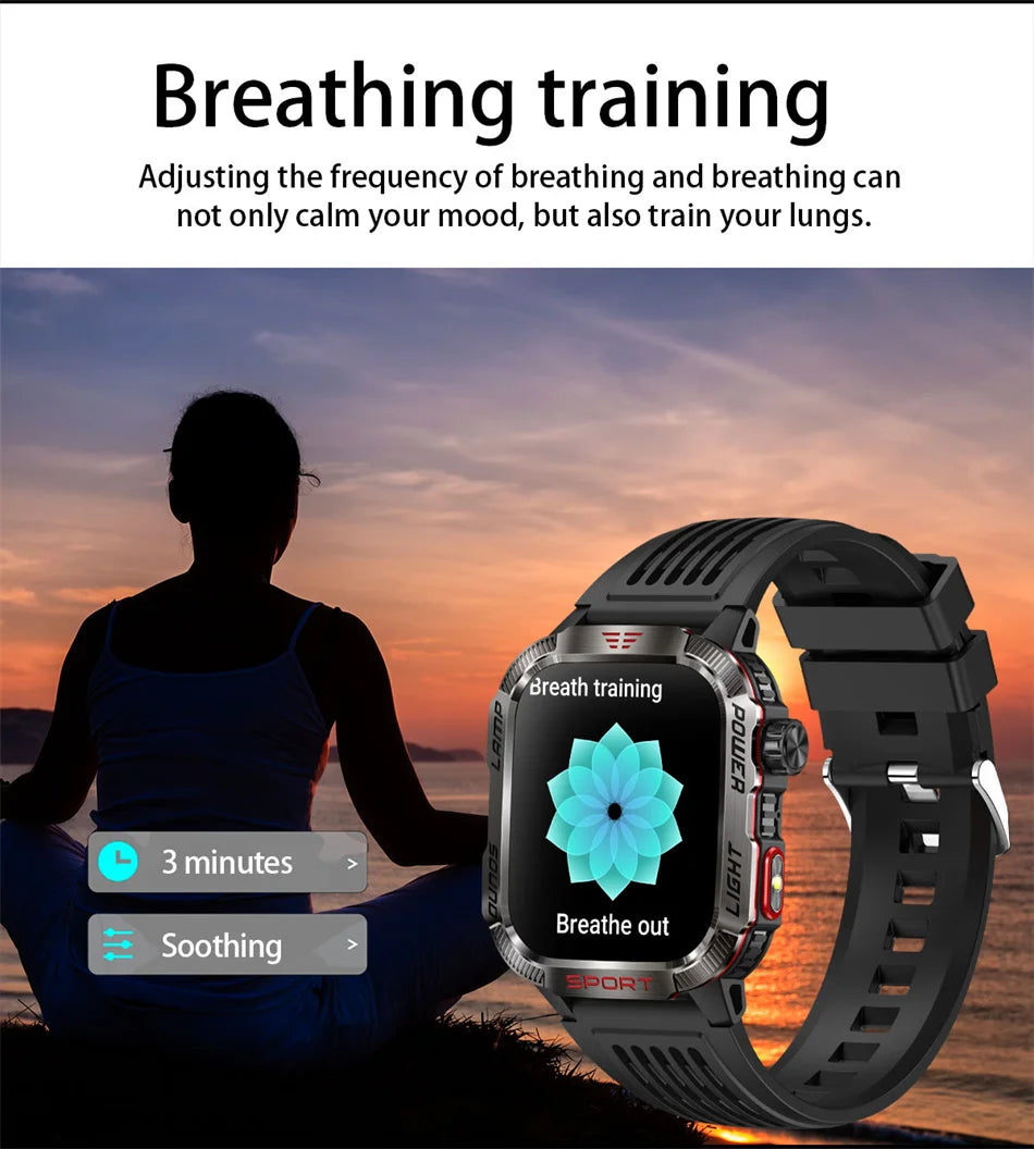 2026 Military Smart Watch with GPS Compass Waterproof Bluetooth Call Functionality And GPS Sport Tracker for Outdoor Activities