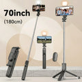 70'' Extendable Selfie Stick Tripod with Ring Light & Bluetooth Remote for Vlogging Live Travel iPhone/Android Extendable Phone Stand