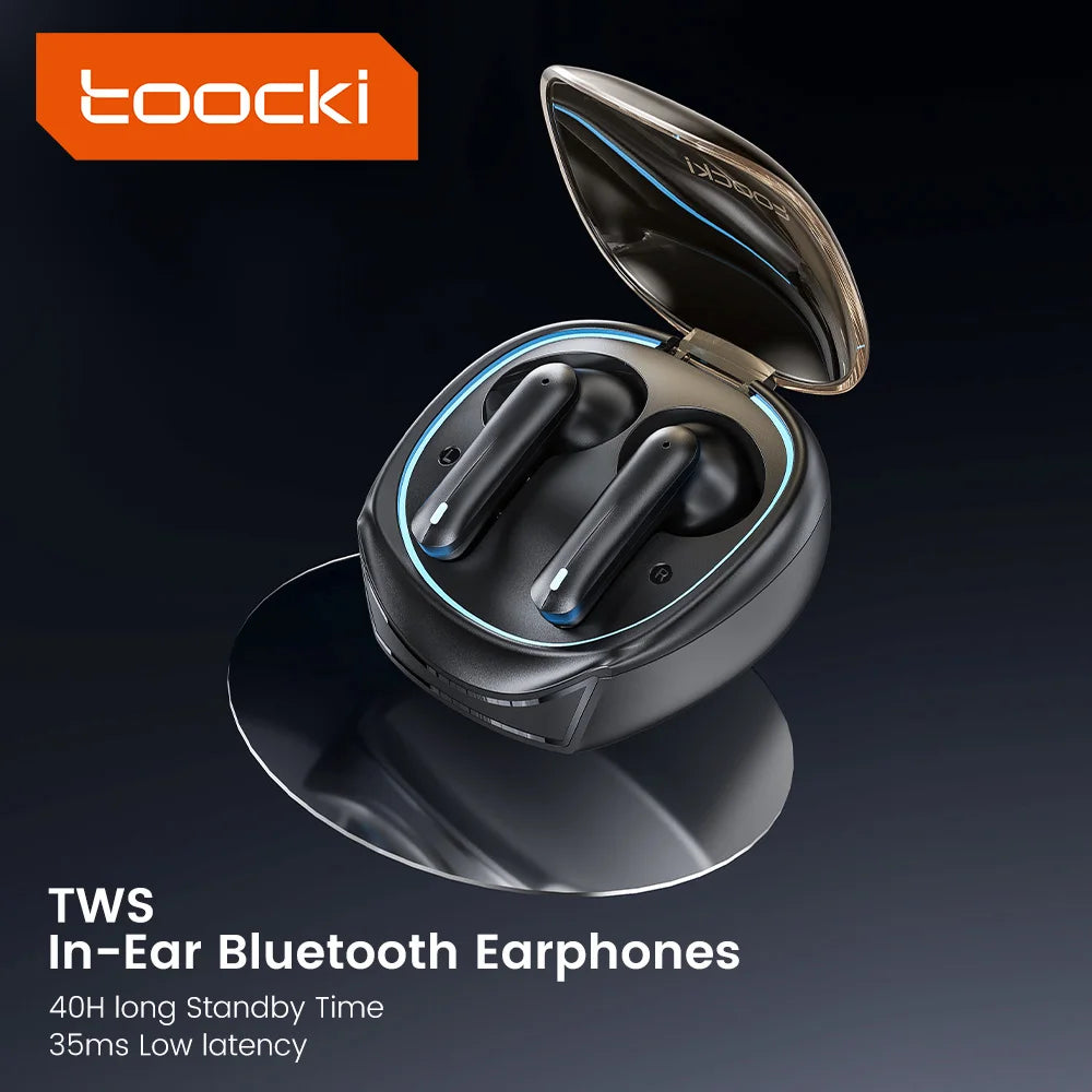Toocki TWS Wireless Headphones Bluetooth 5.3 LED Dislpaly 35ms Gaming Low Latency Earphones Waterproof Headset Transparency Mode