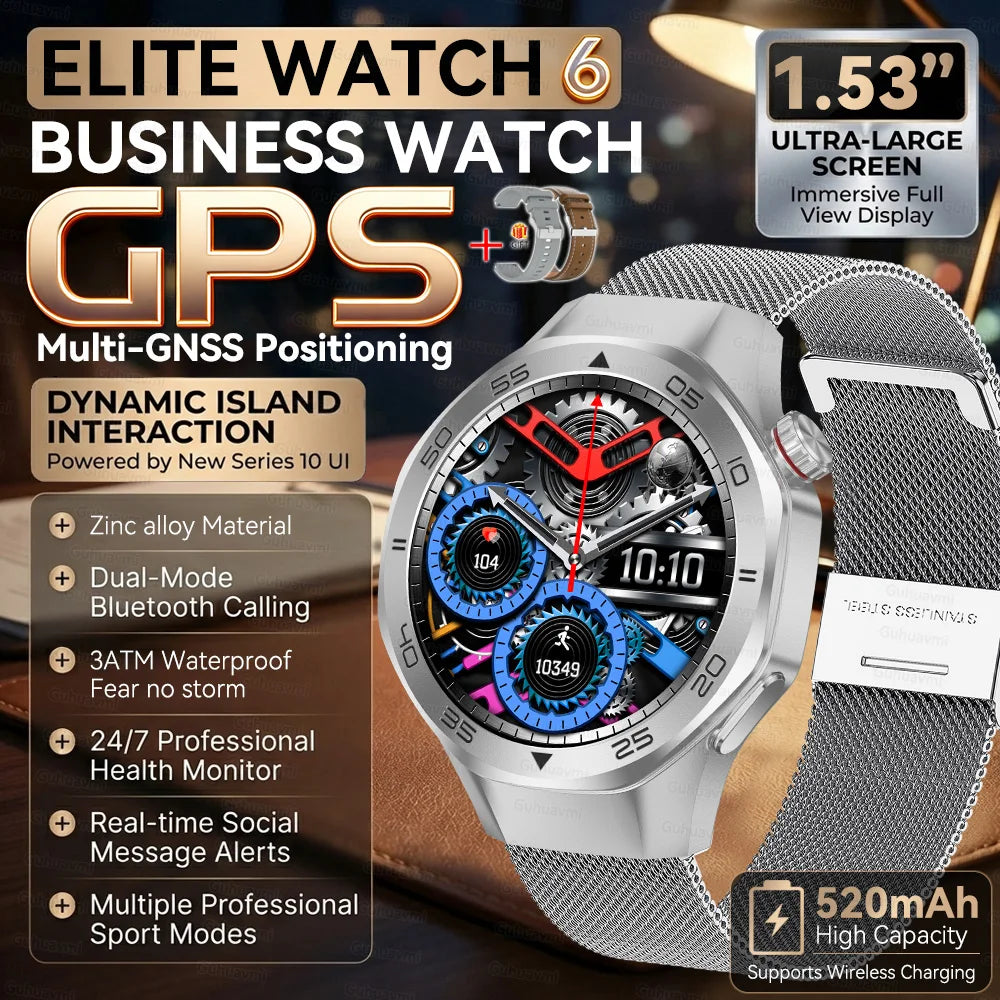 2026 New Luxury GPS Smart Watch Men Compass Altimeter 3ATM Waterproof Health Monitor Bluetooth Call Business Sports Smartwatch