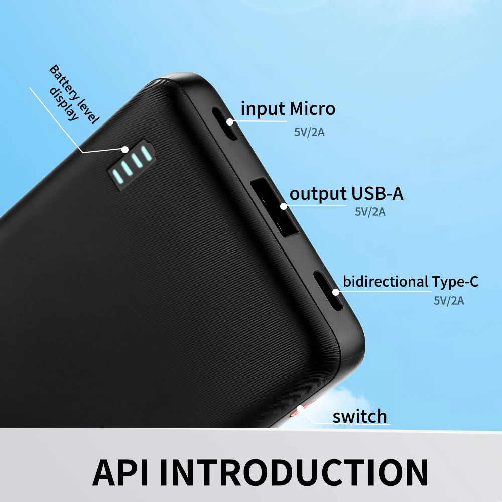 10000Mah Portable Power Bank, Outdoor Emergency Backup Battery Pack, Usb/Type-C Two-Way Charging/Micro, Suitable for Android, Android and Other Mobile Digital Equipment Category: Portable Power Bank